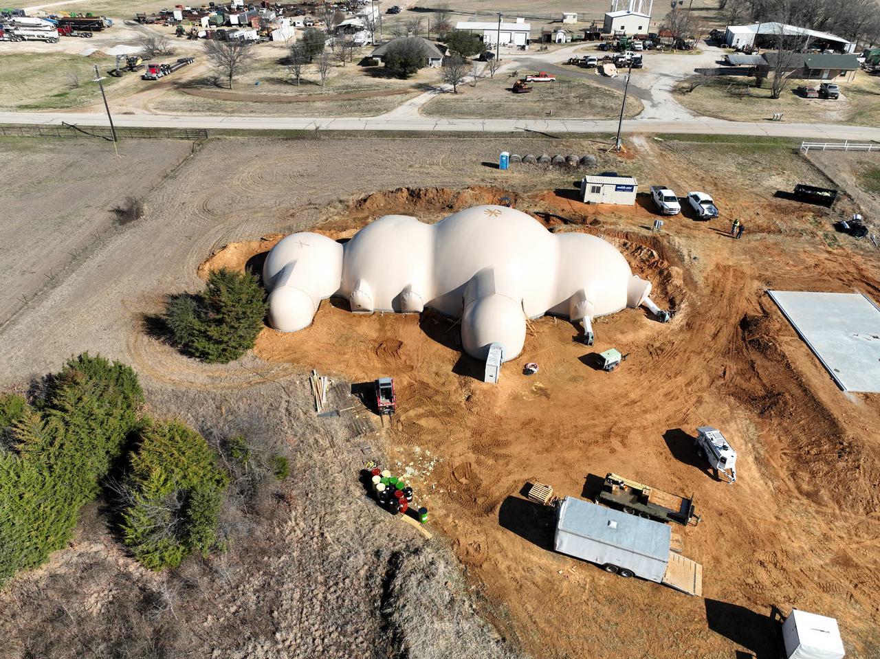 Inflated Airform of four interconnected domes with 4,916 sq. ft. of living space. 