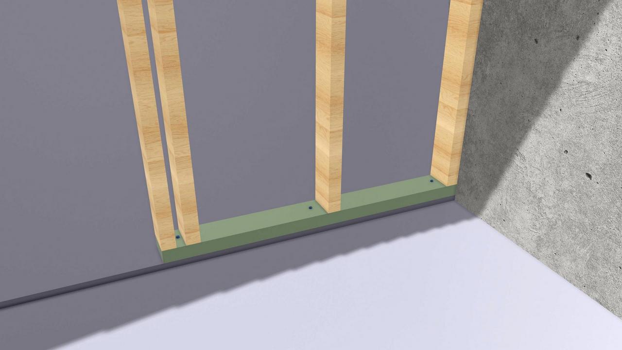 The attachment of the baseboard along one side of the extended augmentation.