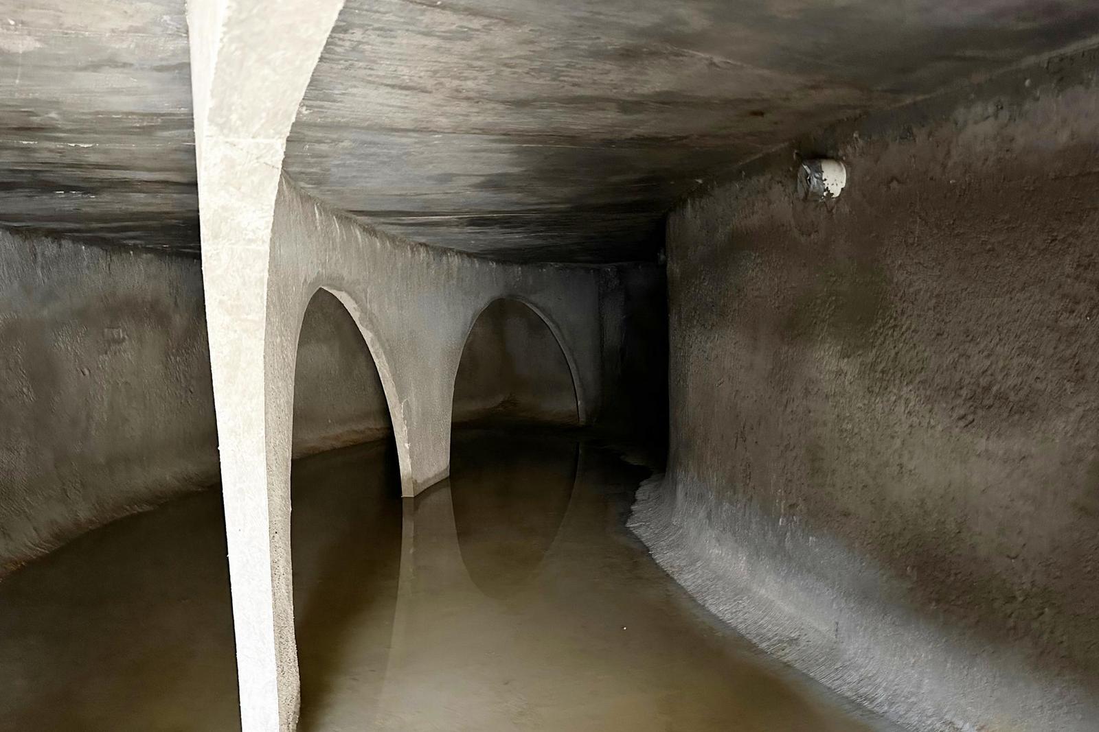 Interior of 40,000-gallon Underground Water Cistern.